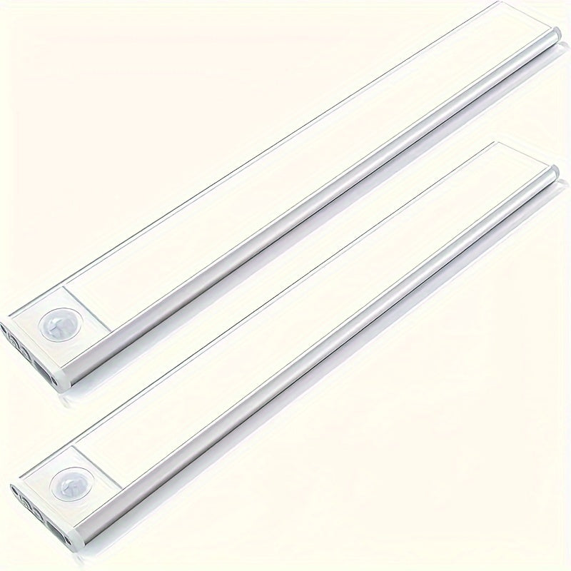 Set Of 2 LED Motion Sensor Lights - Wireless, Magnetic USB Rechargeable Lighting For Cabinets And Wardrobes, Adjustable Color Temperature And Brightness