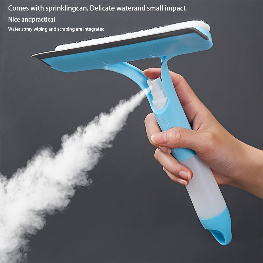 3-In-1 Multi-Functional Glass Cleaning Tool with Sprinkler, Polypropylene (PP) Plastic, for Bathroom, Kitchen, Living Room, Bedroom, Toilet - Efficient Mirror And Window Scraper